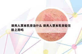 田夫人草本乳膏治什么 田夫人草本乳膏能往臉上弄嗎