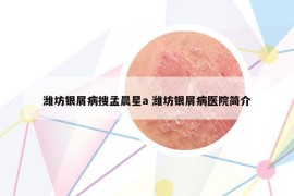 濰坊銀屑病搜孟晨星a 濰坊銀屑病醫(yī)院簡(jiǎn)介