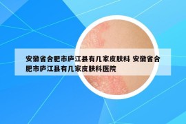 安徽省合肥市廬江縣有幾家皮膚科 安徽省合肥市廬江縣有幾家皮膚科醫(yī)院