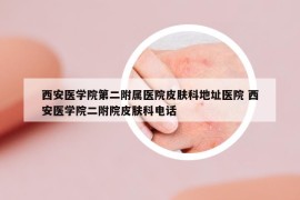 西安醫(yī)學(xué)院第二附屬醫(yī)院皮膚科地址醫(yī)院 西安醫(yī)學(xué)院二附院皮膚科電話