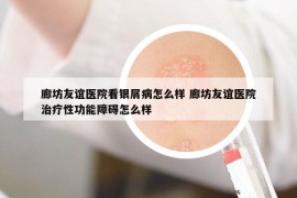 廊坊友誼醫(yī)院看銀屑病怎么樣 廊坊友誼醫(yī)院治療性功能障礙怎么樣