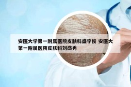 安醫(yī)大學(xué)第一附屬醫(yī)院皮膚科盛宇俊 安醫(yī)大第一附屬醫(yī)院皮膚科劉盛秀